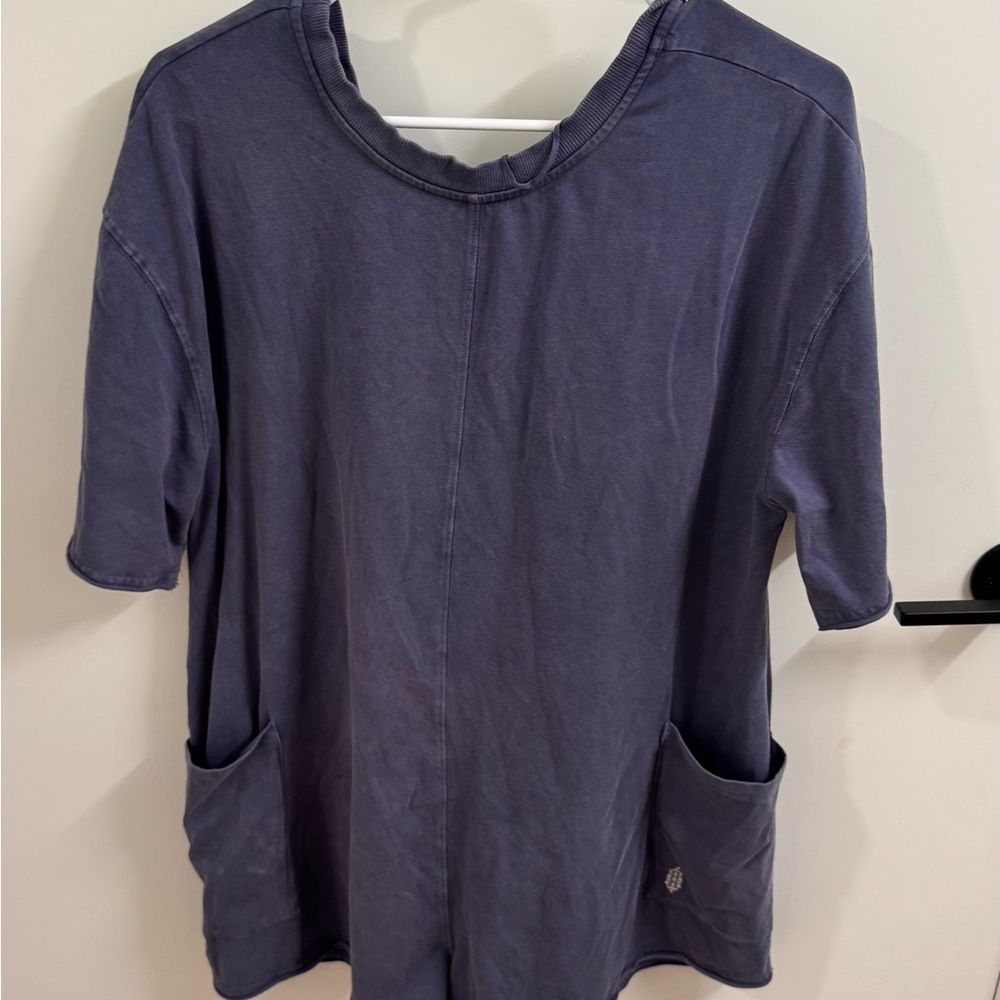 Free People Slate Blue Short Sleeve Tee